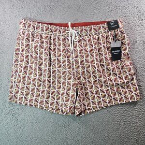 NWT Murano Swim Shorts Trunks Men XXL 5" Inseam‎ Lined Geometric White Orange